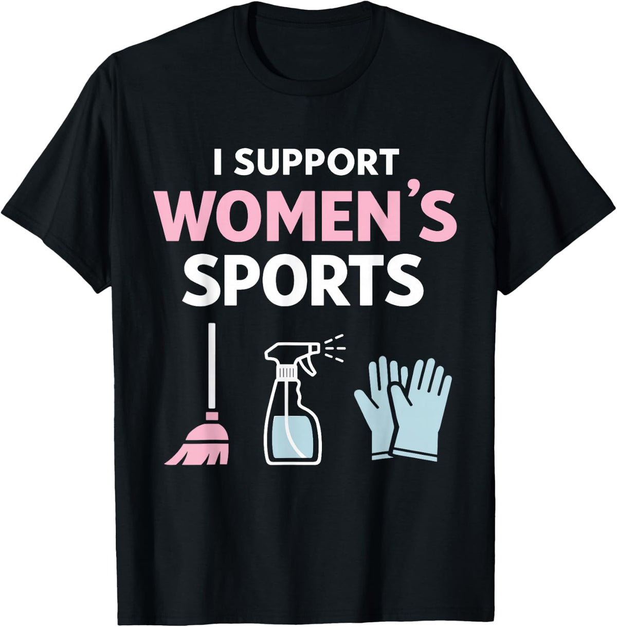 I Support Women’s Sports Funny Sarcastic Meme Husband Wife T-Shirt - T-Shirt | Black