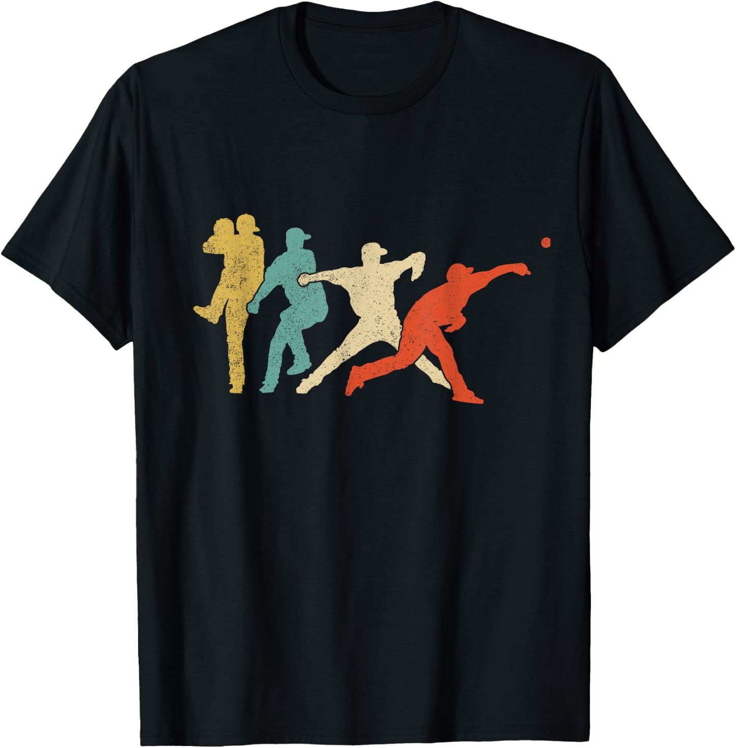 Baseball Player Pitcher Retro Team Matching T-Shirt - T-Shirt | Black