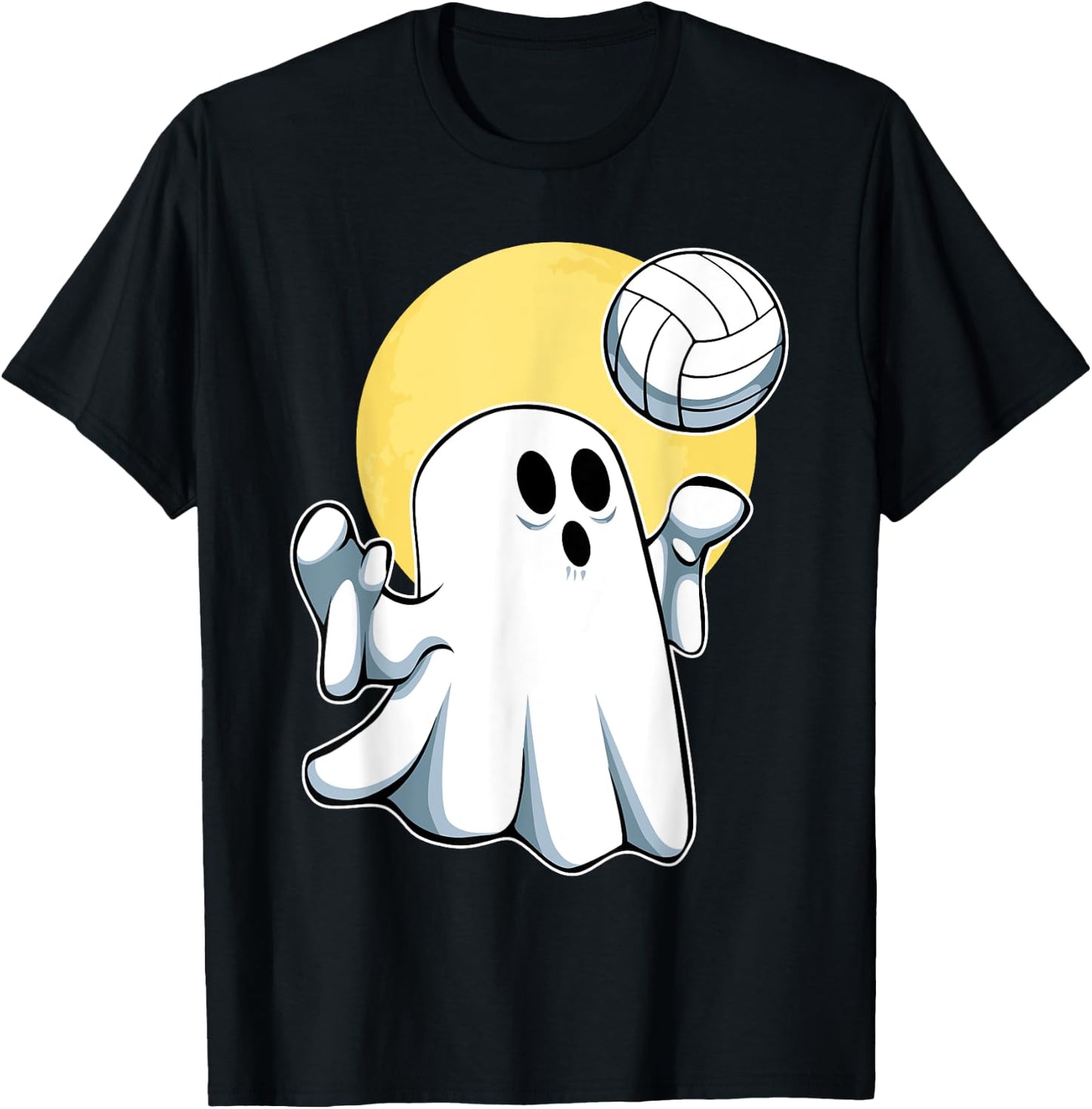 Ghost Volleyball Player Lazy Halloween Costume Cute Sport T-Shirt - T-Shirt | Black