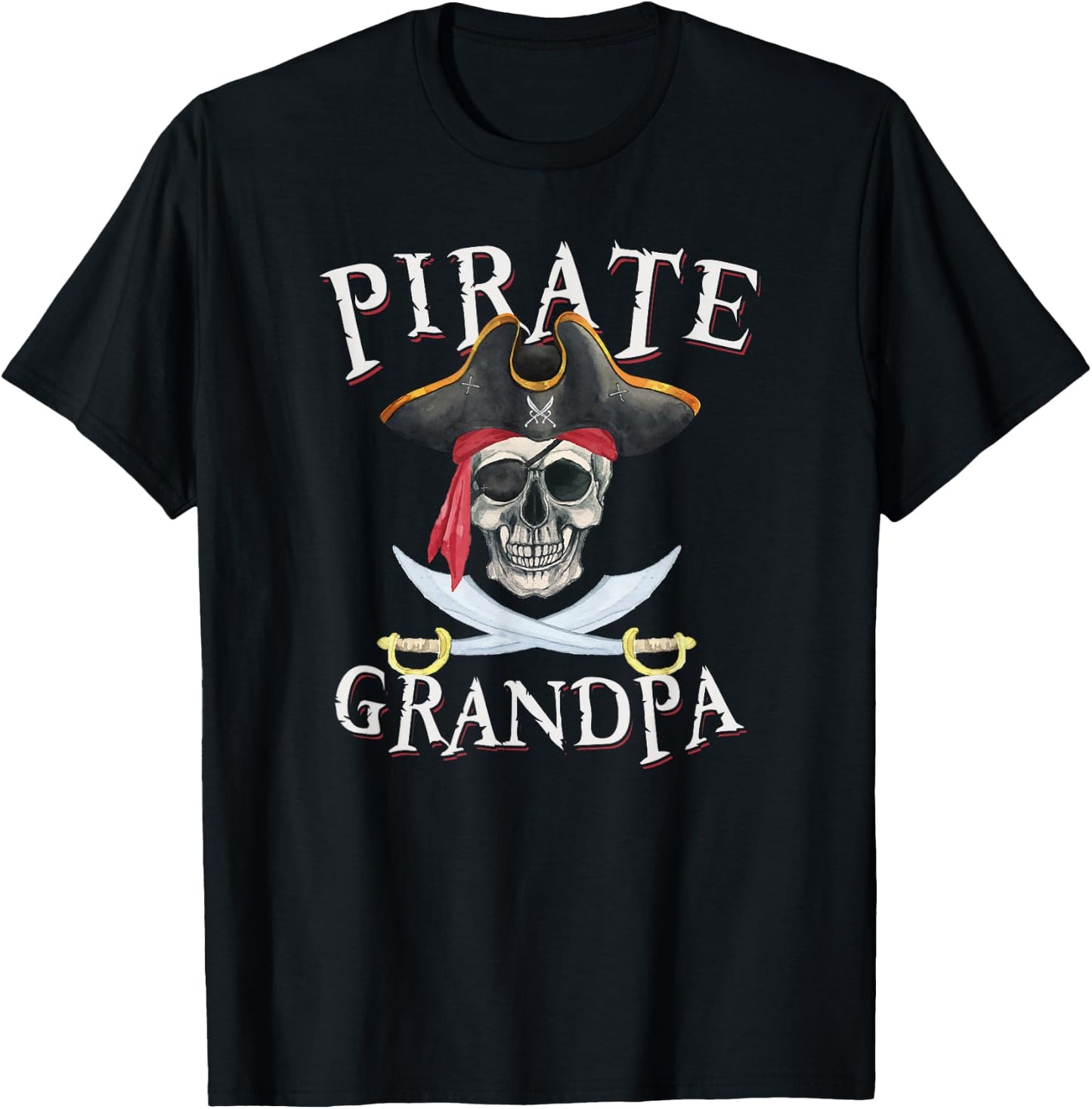 Pirate Grandpa Halloween Skull Pirate Hat T-Shirt - T-Shirt | Black