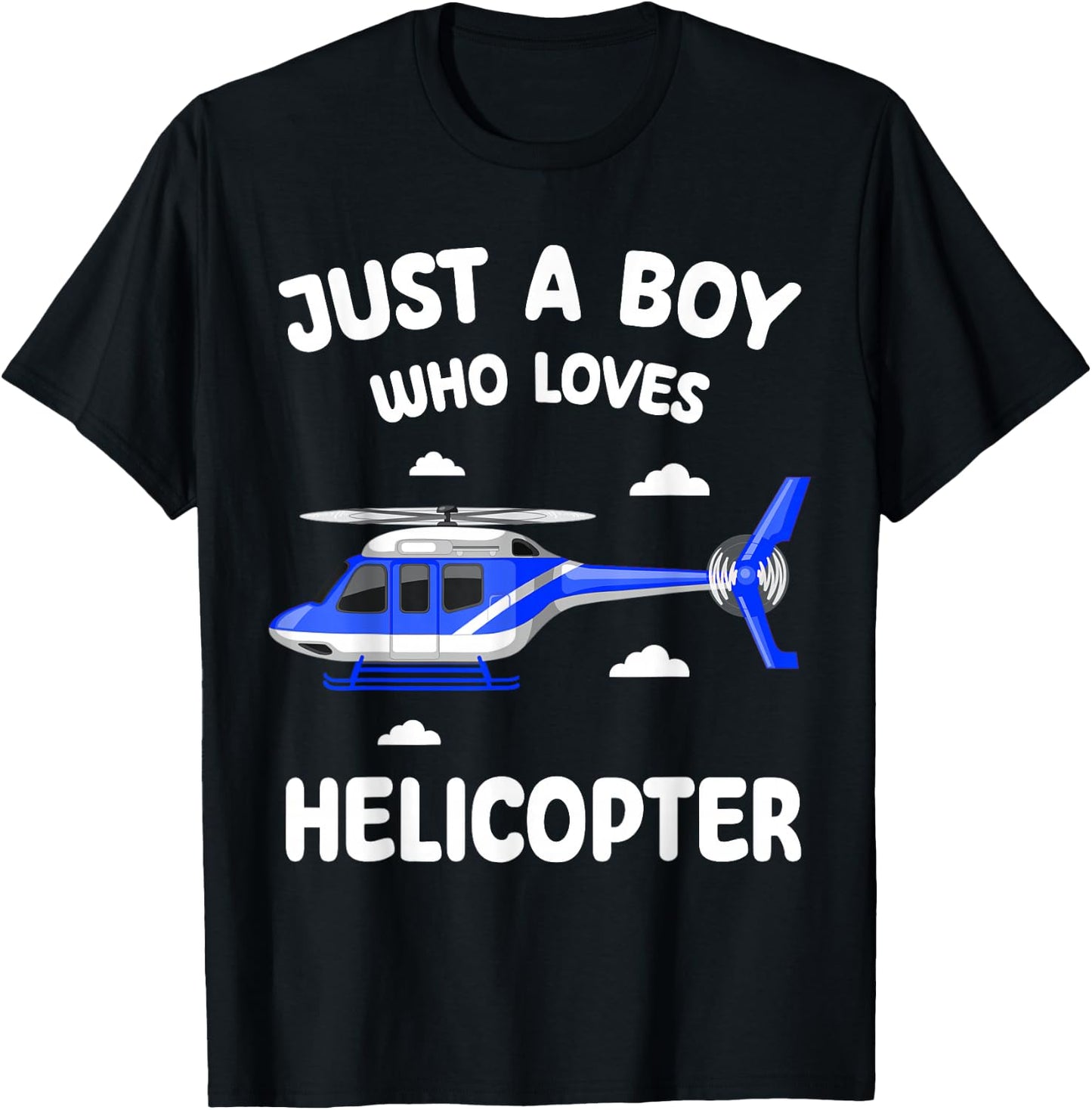 Just A Boy Who Loves Helicopters Toddler Kids Aviator Pilot T-Shirt - T-Shirt | Black