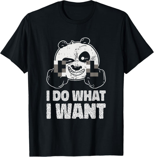 I Do What I Want Sassy Panda Bear Censored Middle Finger Fun T-Shirt - T-Shirt | Black