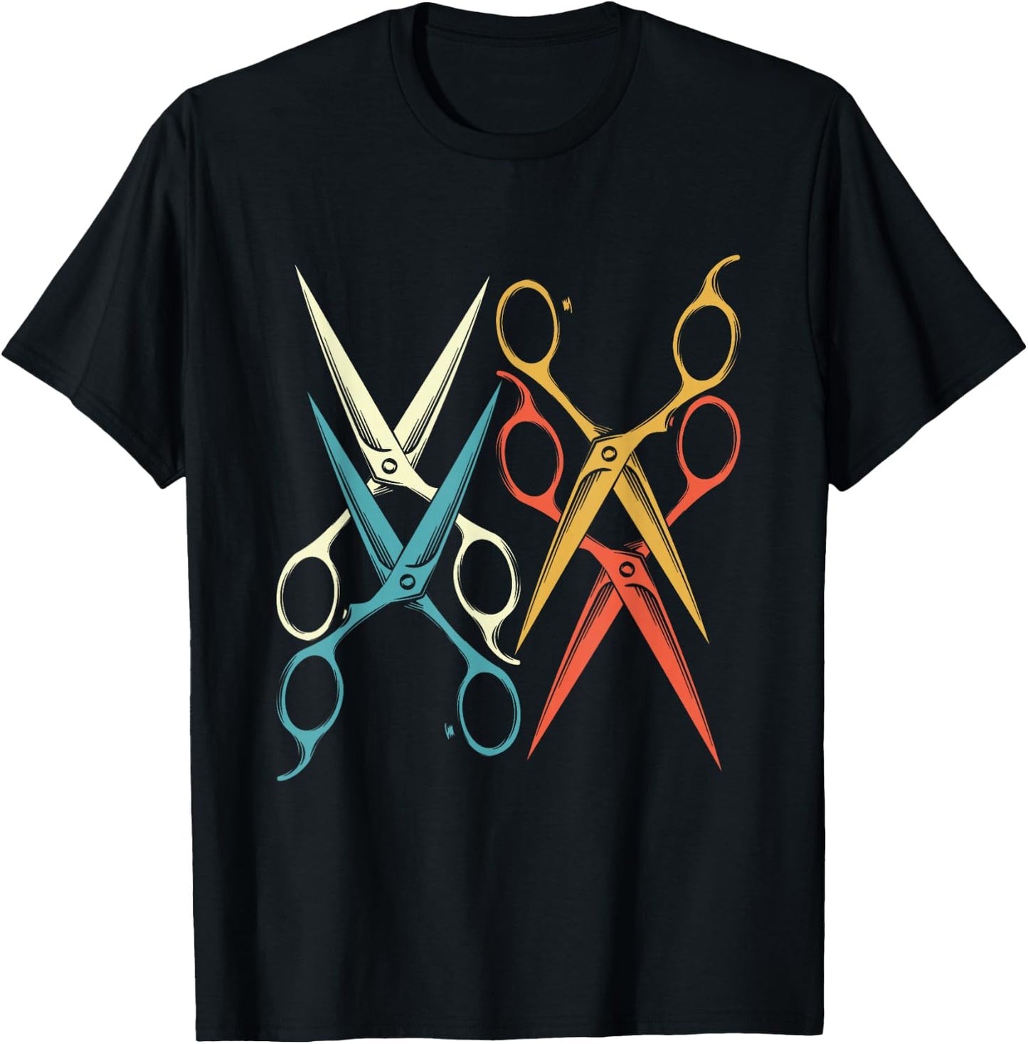 Retro Hairdresser Scissors - Hairstylist Haircut Hairstyle T-Shirt - T-Shirt | Black