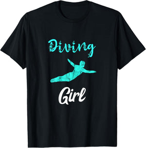 Diving Girl Springboard Platform Diver Dive Swimming Board T-Shirt - T-Shirt | Black