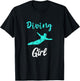 Diving Girl Springboard Platform Diver Dive Swimming Board T-Shirt - T-Shirt | Black