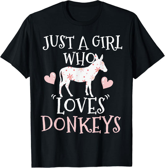 Donkey Just A Girl Who Loves Donkeys Farmer Gift T-Shirt - T-Shirt | Black