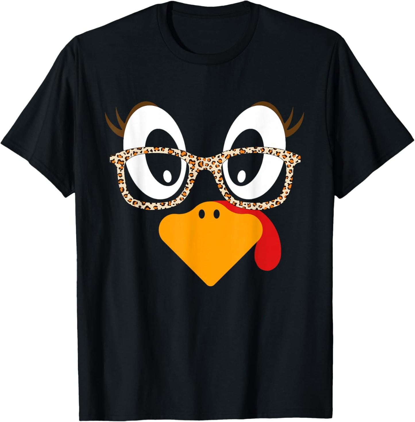 Thanksgiving Shirts Girls Turkey Face Eyelashes T-Shirt - T-Shirt | Black