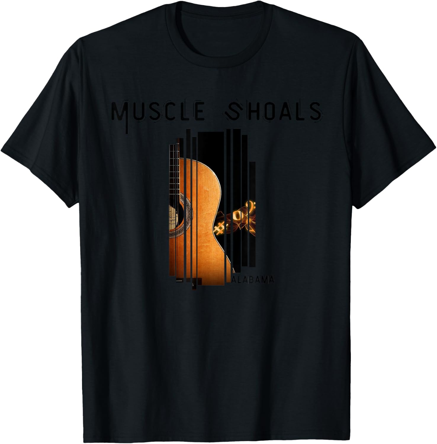 Muscle Shoals Alabama AL Distressed Grunge Text Music City T-Shirt - T-Shirt | Black