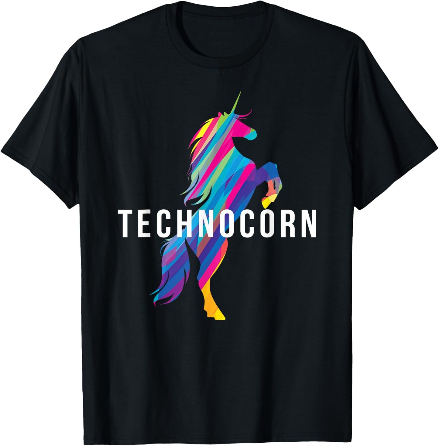 Technocorn I Electronic Raver Music DJ Festival Unicorn T-Shirt - T-Shirt | Black