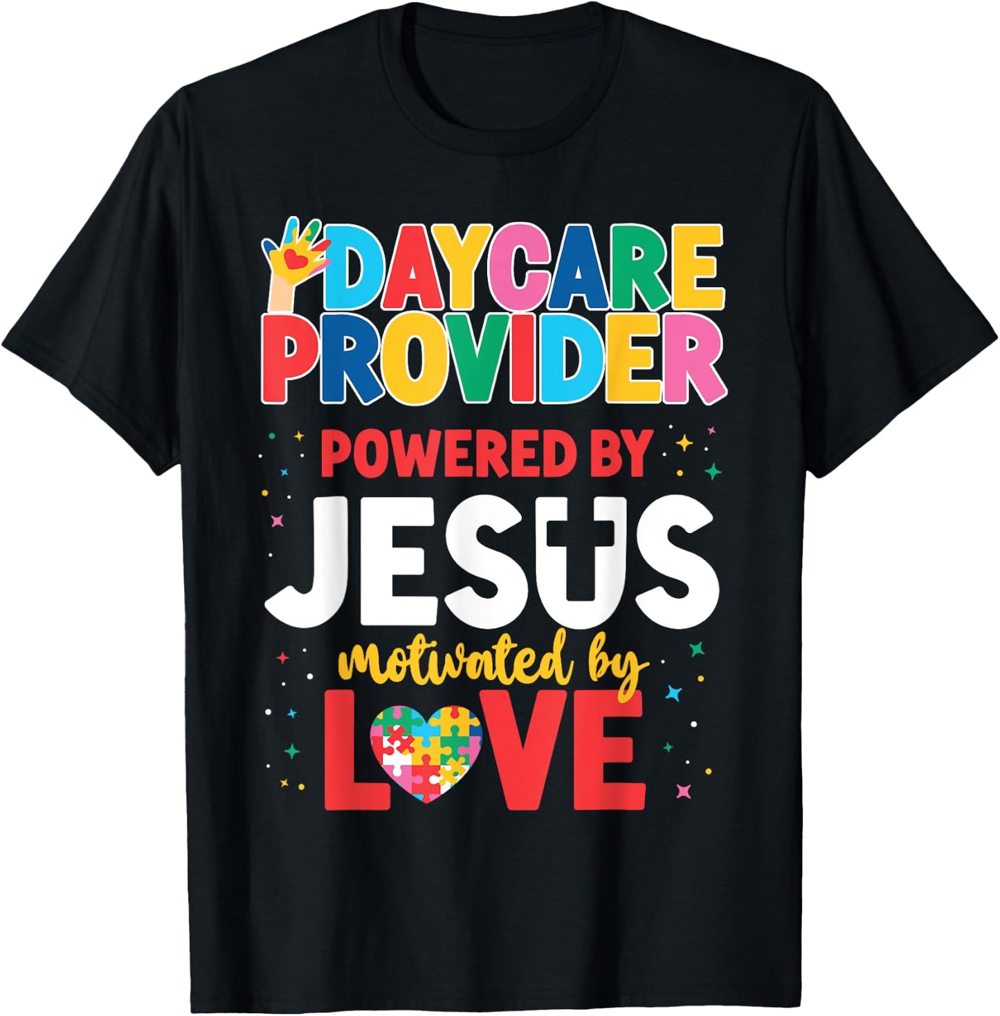Childcare Daycare Provider Teacher Babysitter Jesus Faith Men Women Girls Kids T-Shirt - T-Shirt | Black