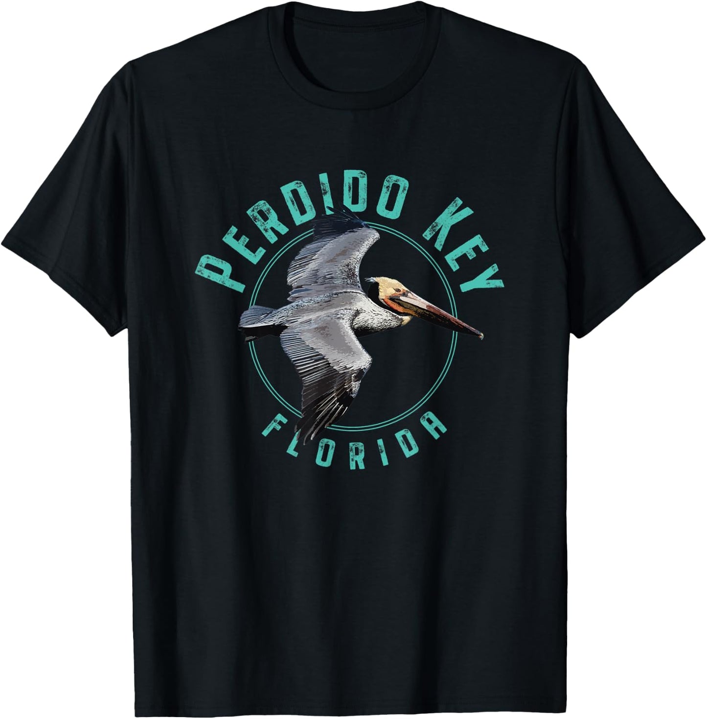 Perdido Key Florida Pelican Design T-Shirt - T-Shirt | Black