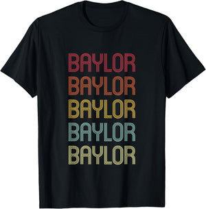 Baylor Retro Wordmark Pattern Vintage Personalized 70s T-Shirt - T-Shirt | Black