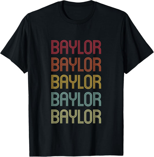 Baylor Retro Wordmark Pattern Vintage Personalized 70s T-Shirt - T-Shirt | Black