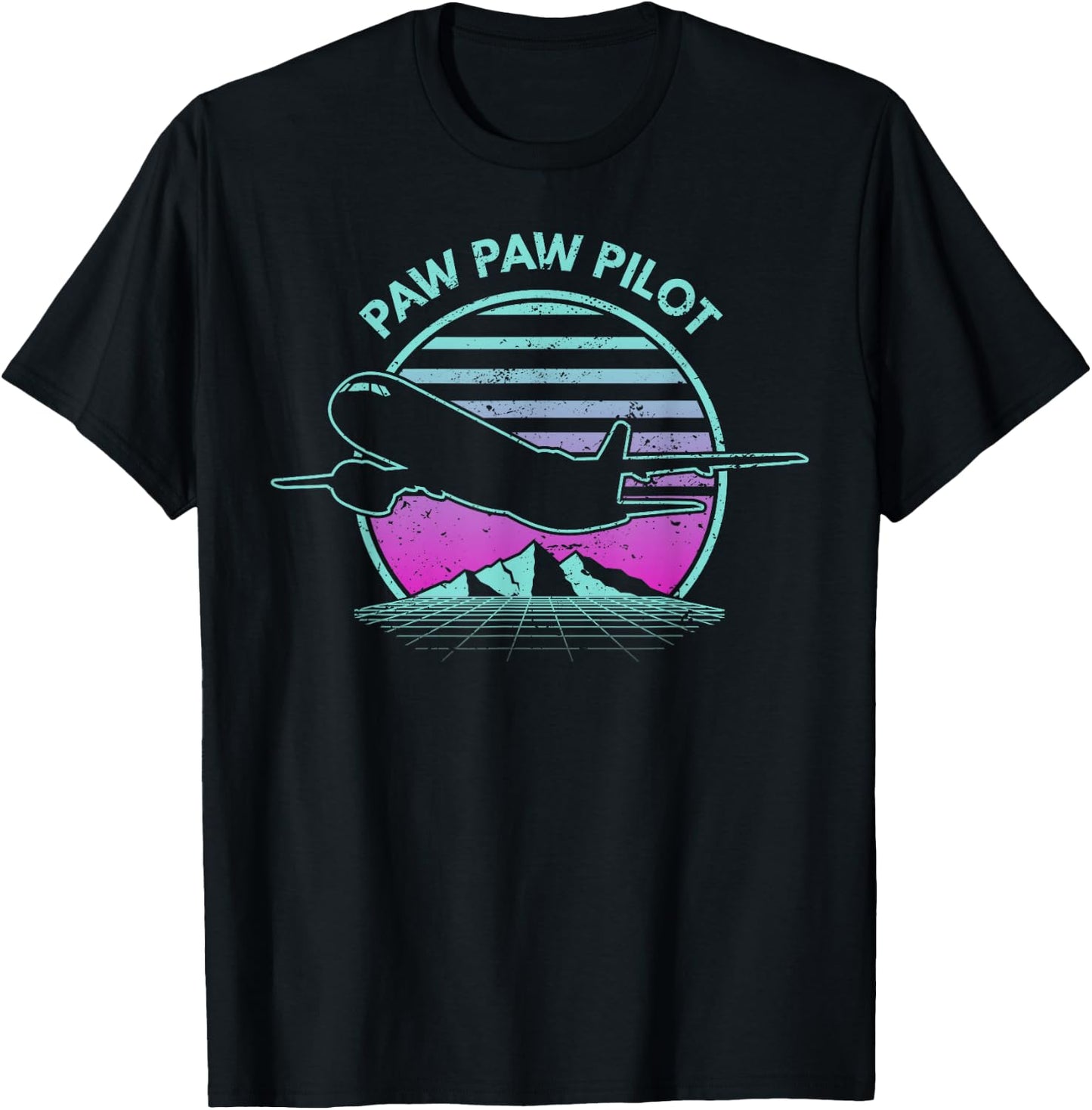 Paw Paw Pilot Father's Day Retro Pilot Aviation T-Shirt - T-Shirt | Black