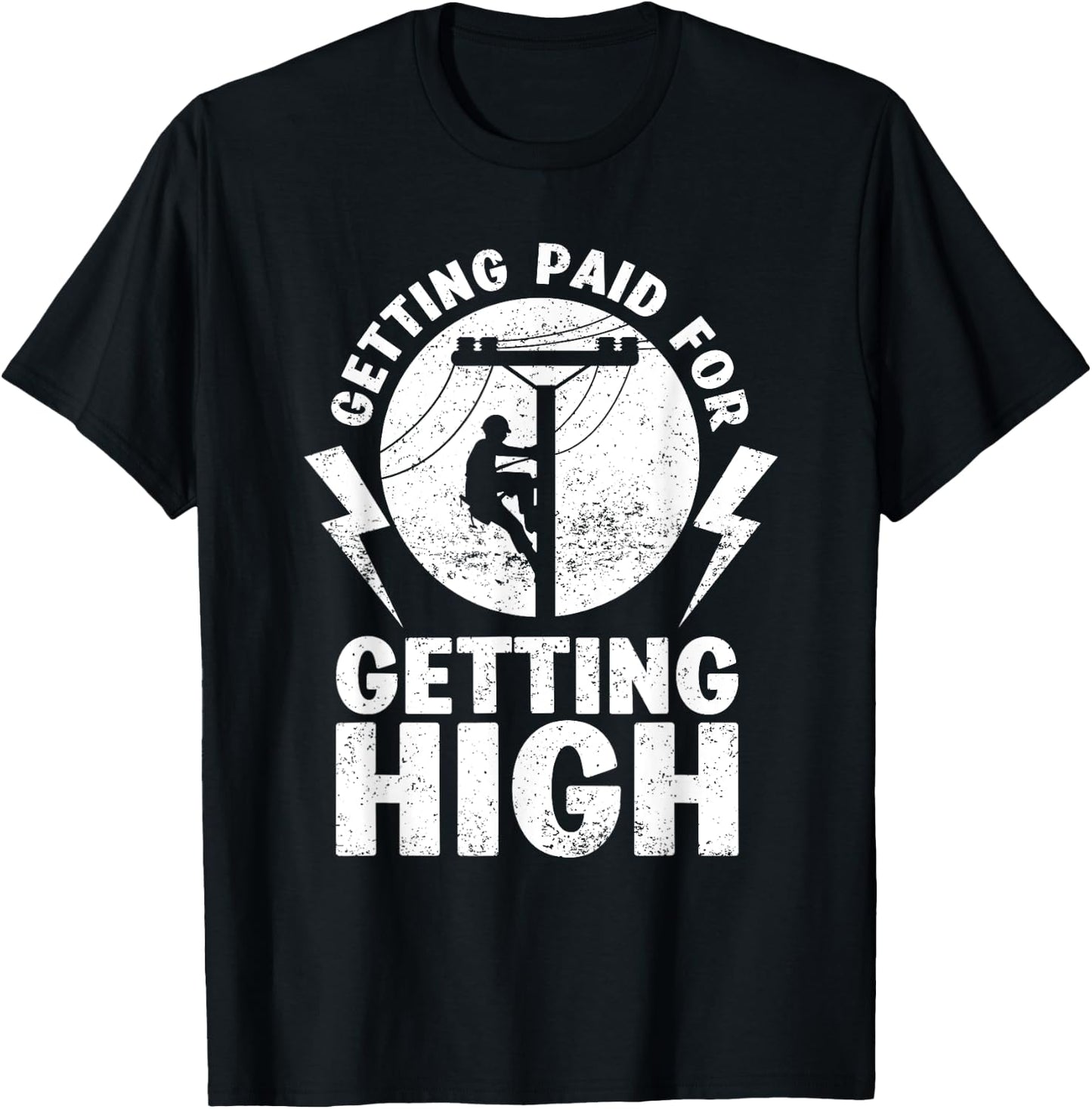 Funny Electrician Gift Electrical Power Lineman Men Boys T-Shirt - T-Shirt | Black