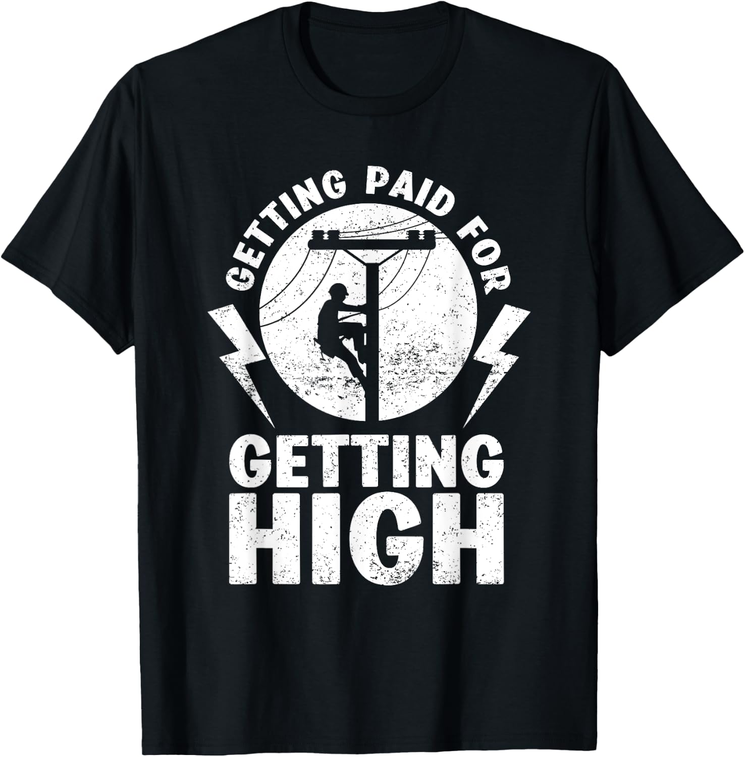 Funny Electrician Gift Electrical Power Lineman Men Boys T-Shirt - T-Shirt | Black