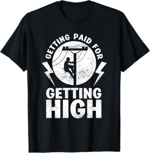 Funny Electrician Gift Electrical Power Lineman Men Boys T-Shirt - T-Shirt | Black