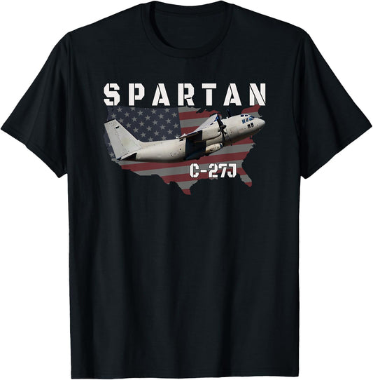 C-27J Spartan Military Transport Aircraft Aviation Pilot T-Shirt - T-Shirt | Black