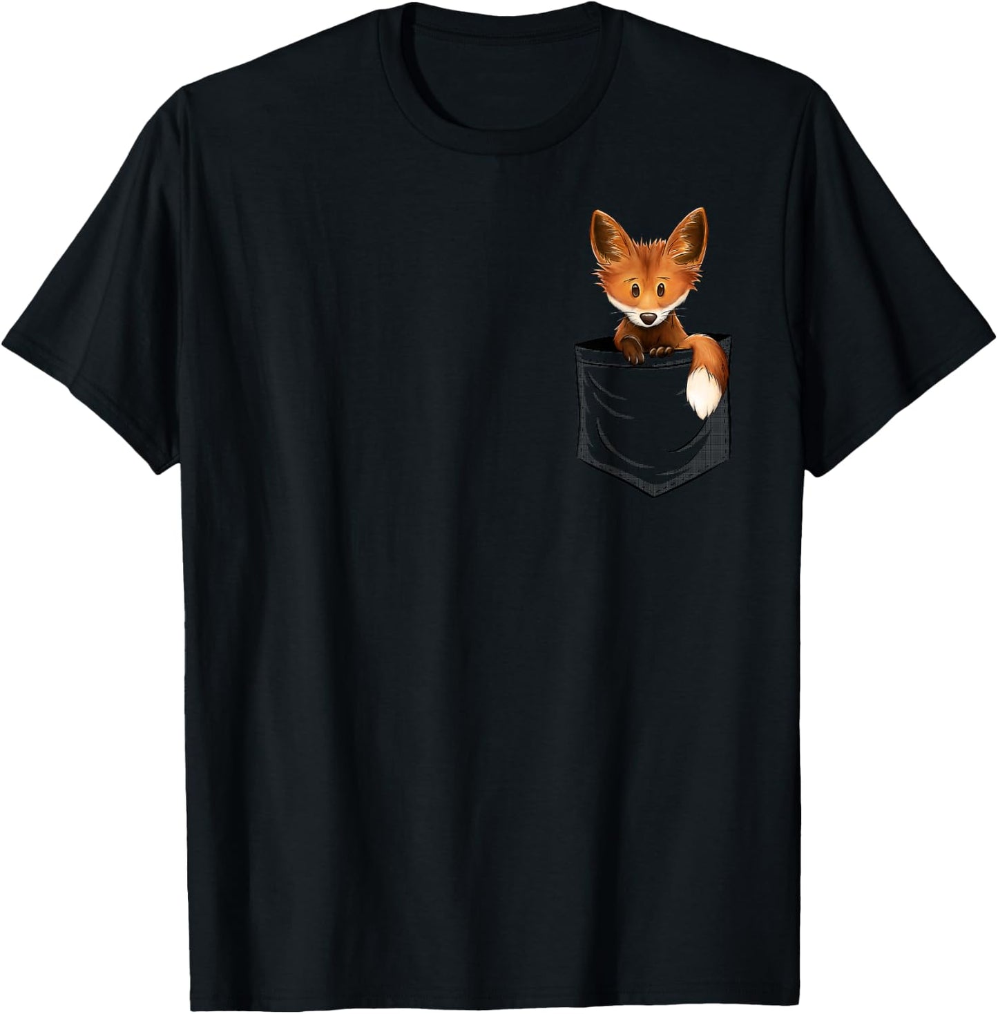 Cute Little Funky Fox In Your Pocket T-Shirt - T-Shirt | Black