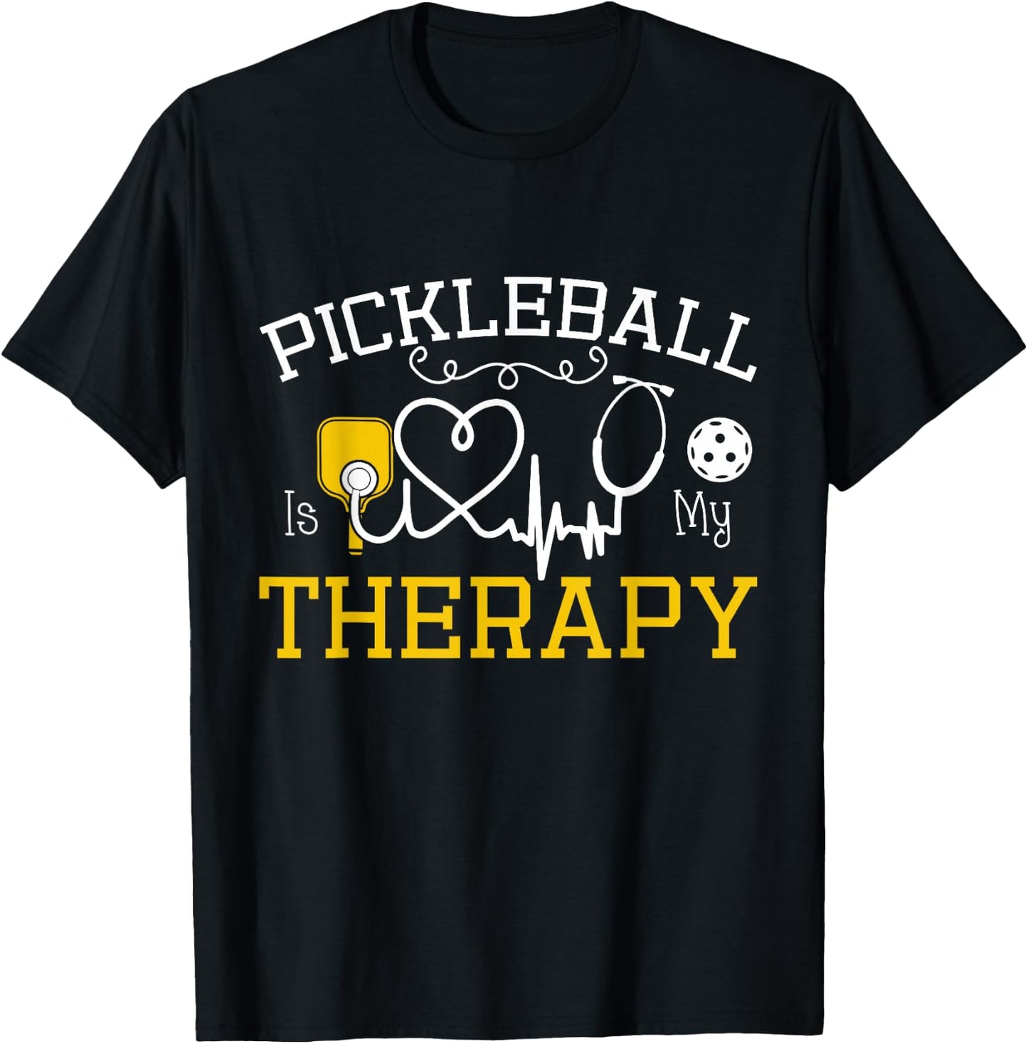 Pickleball is My Therapy -Adults Black , Small, Short Sleeve, , Classic Fit T-Shirt - T-Shirt | Black