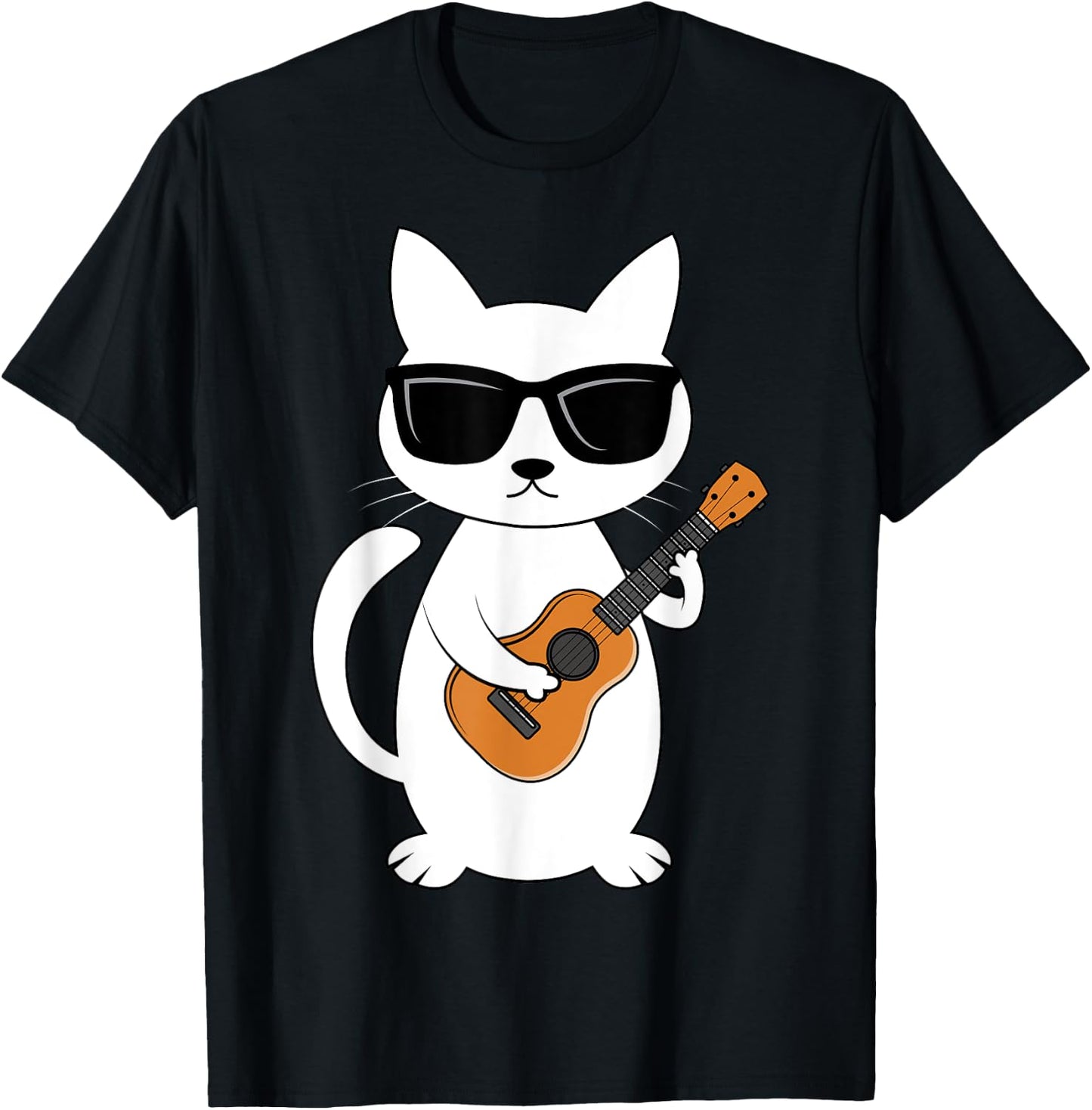 Ukulele Cat Ukulelist String Instrument T-Shirt - T-Shirt | Black