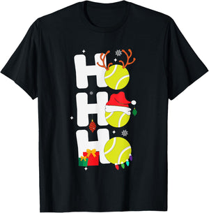 Christmas Funny Ho Ho Ho tennis Santa Lover T-Shirt - T-Shirt | Black