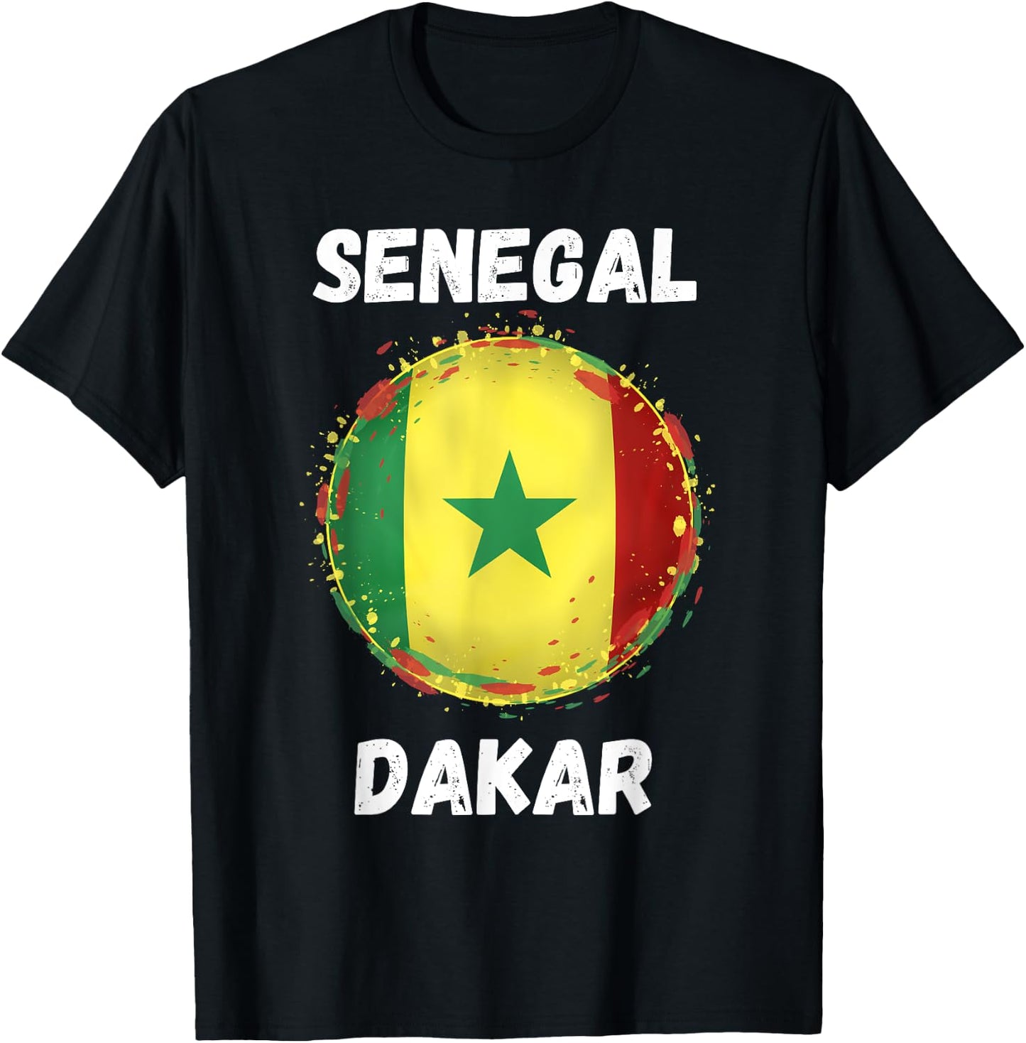 Dakar Senegal Retro Vintage Senegalese Flag Souvenirs T-Shirt - T-Shirt | Black