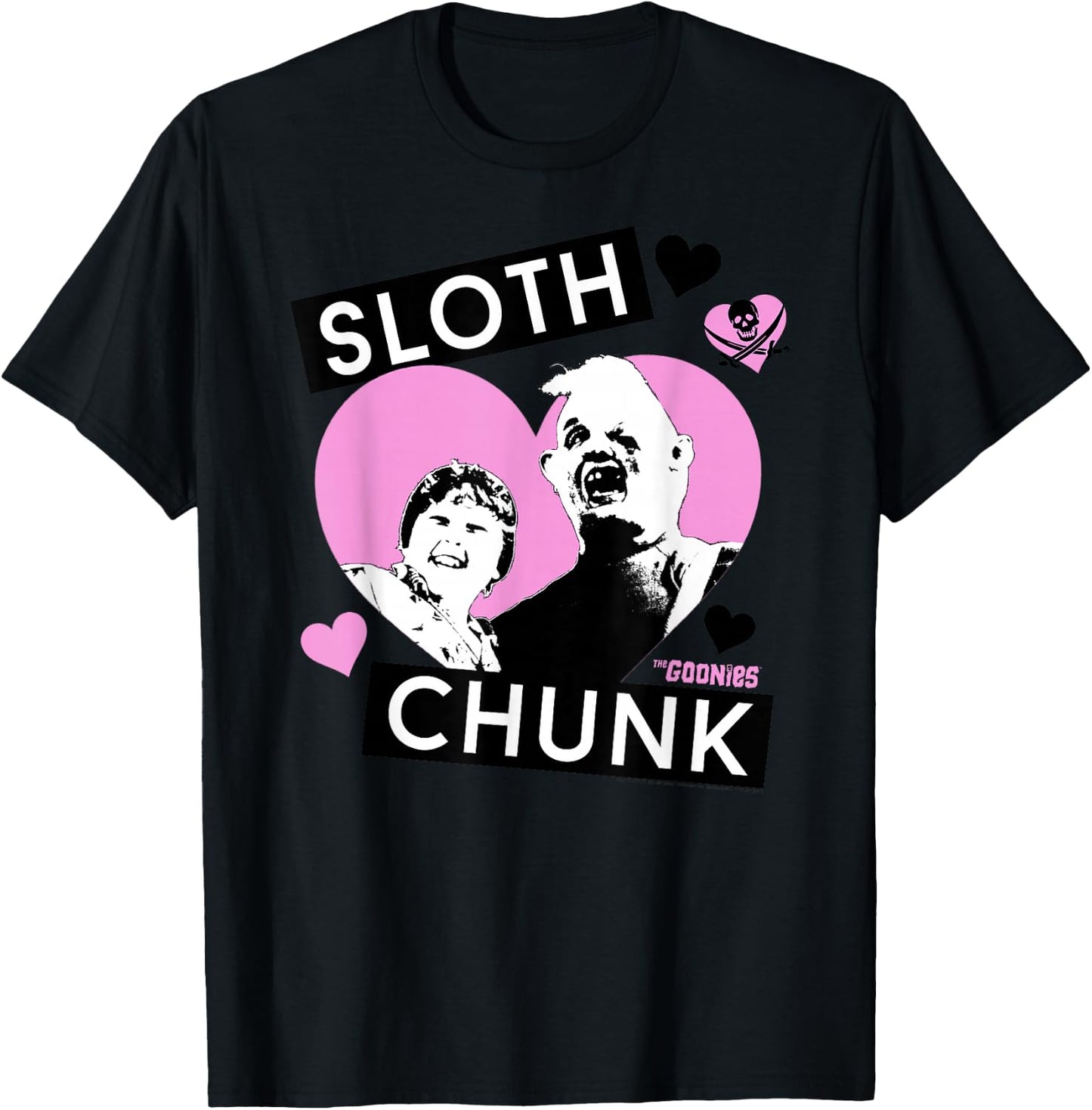 The Goonies Sloth and Chunk Hearts Movie T-Shirt - T-Shirt | Black
