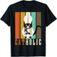 Funny Catholic T Shirts, Cat-holic Cat Lover Retro Vintage T-Shirt - T-Shirt | Black