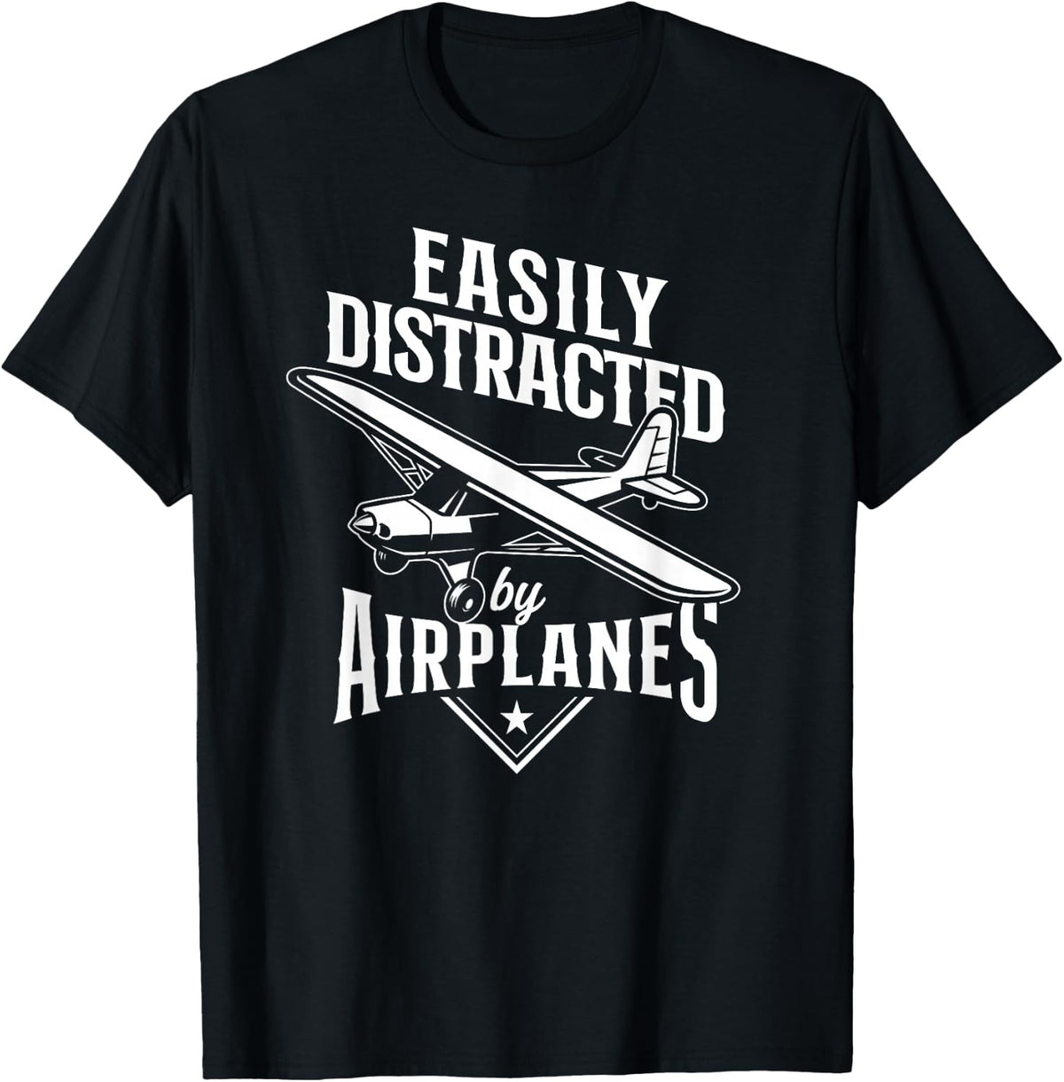 Commercial Aircraft Aviation Plane Pilot HD0 -Adults, -Kids Black Vintage Small Easily Distracted By Airplanes T-Shirt - T-Shirt | Black