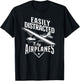 Commercial Aircraft Aviation Plane Pilot HD0 -Adults, -Kids Black Vintage Small Easily Distracted By Airplanes T-Shirt - T-Shirt | Black