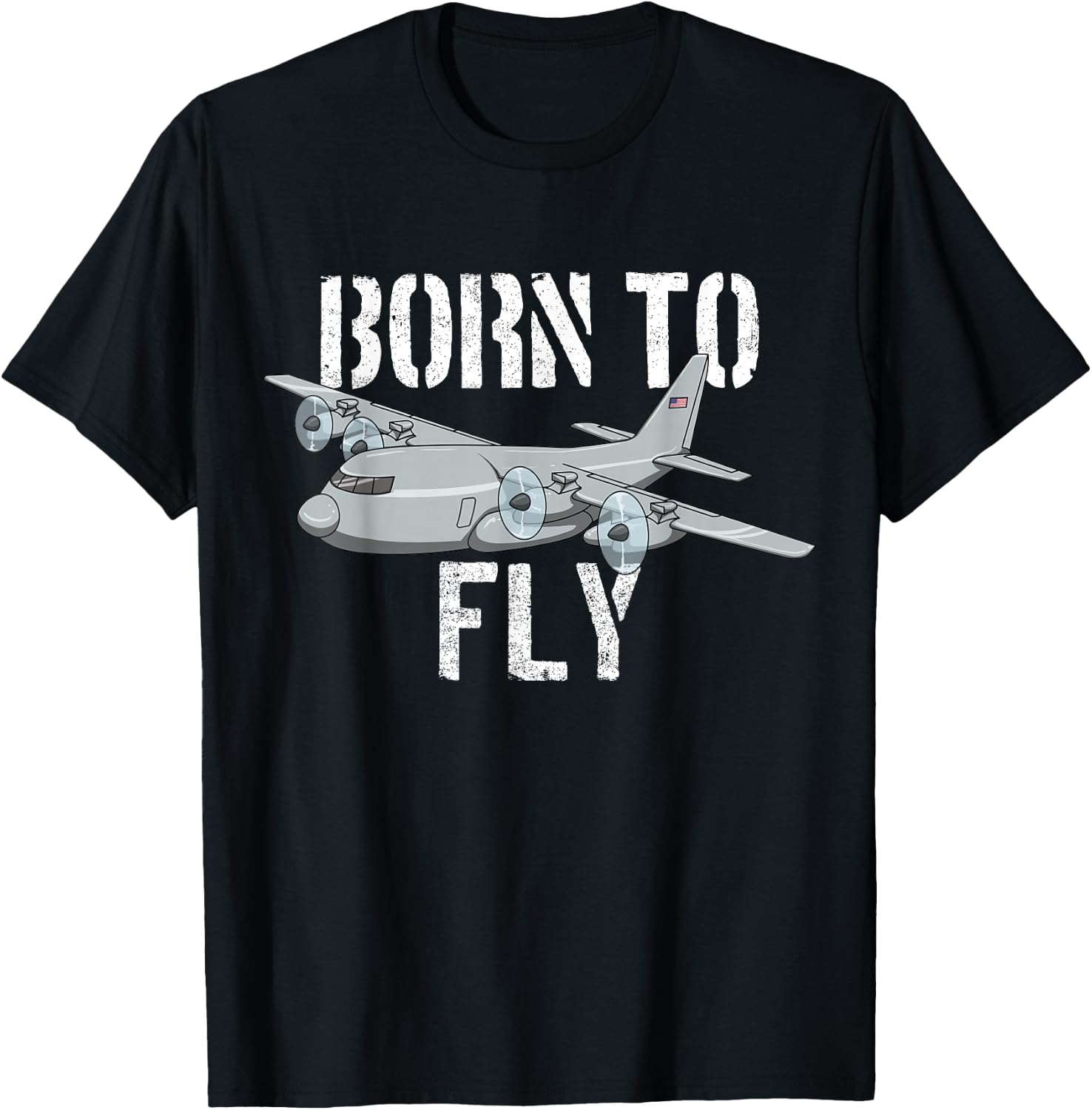 Born To Fly C-130 Military Airplane Flying C130 Hercules T-Shirt - T-Shirt | Black