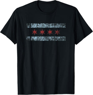 Chicago Flag Retro Windy City Graphic T-Shirt - T-Shirt | Black