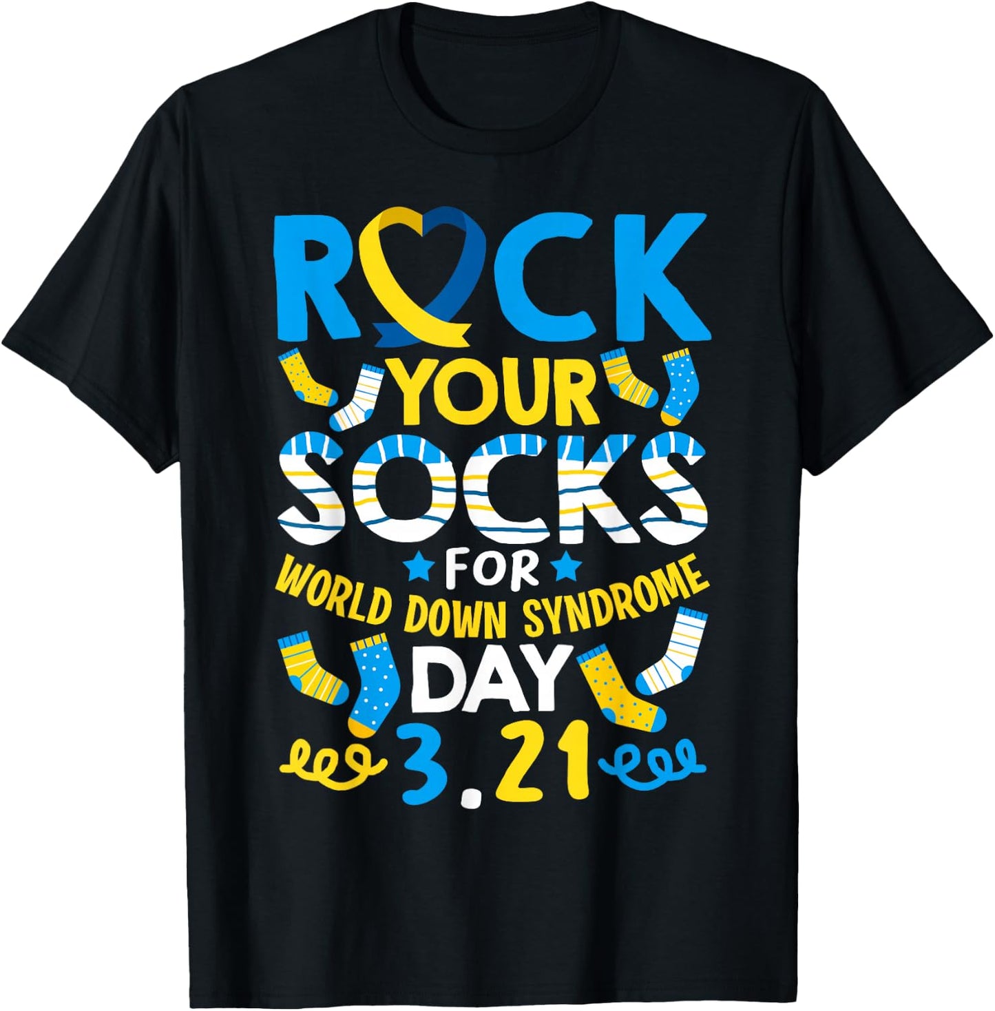 Rock Your Socks Down Syndrome Day Awareness for Boys Girls T-Shirt - T-Shirt | Black