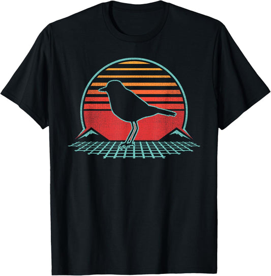 Killdeer Bird Retro Vintage 80s Style Birding Gift T-Shirt - T-Shirt | Black