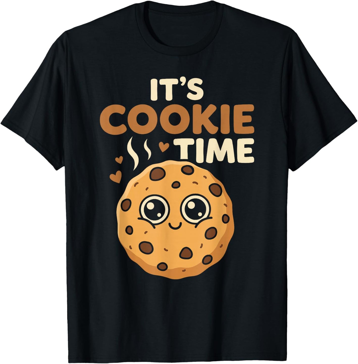 Its Cookie Time Cute Chocolate Chip Cookie Funny Dessert Fun T-Shirt - T-Shirt | Black
