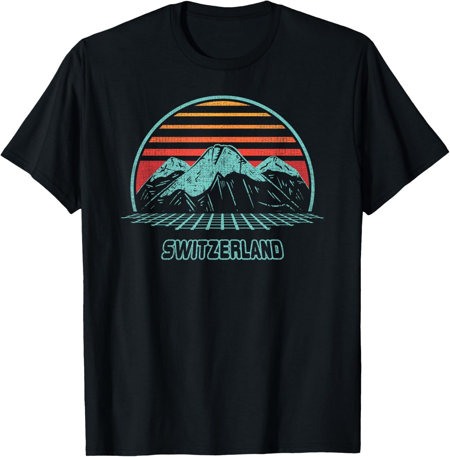 Switzerland Retro Vintage 80s Style T-Shirt - T-Shirt | Black