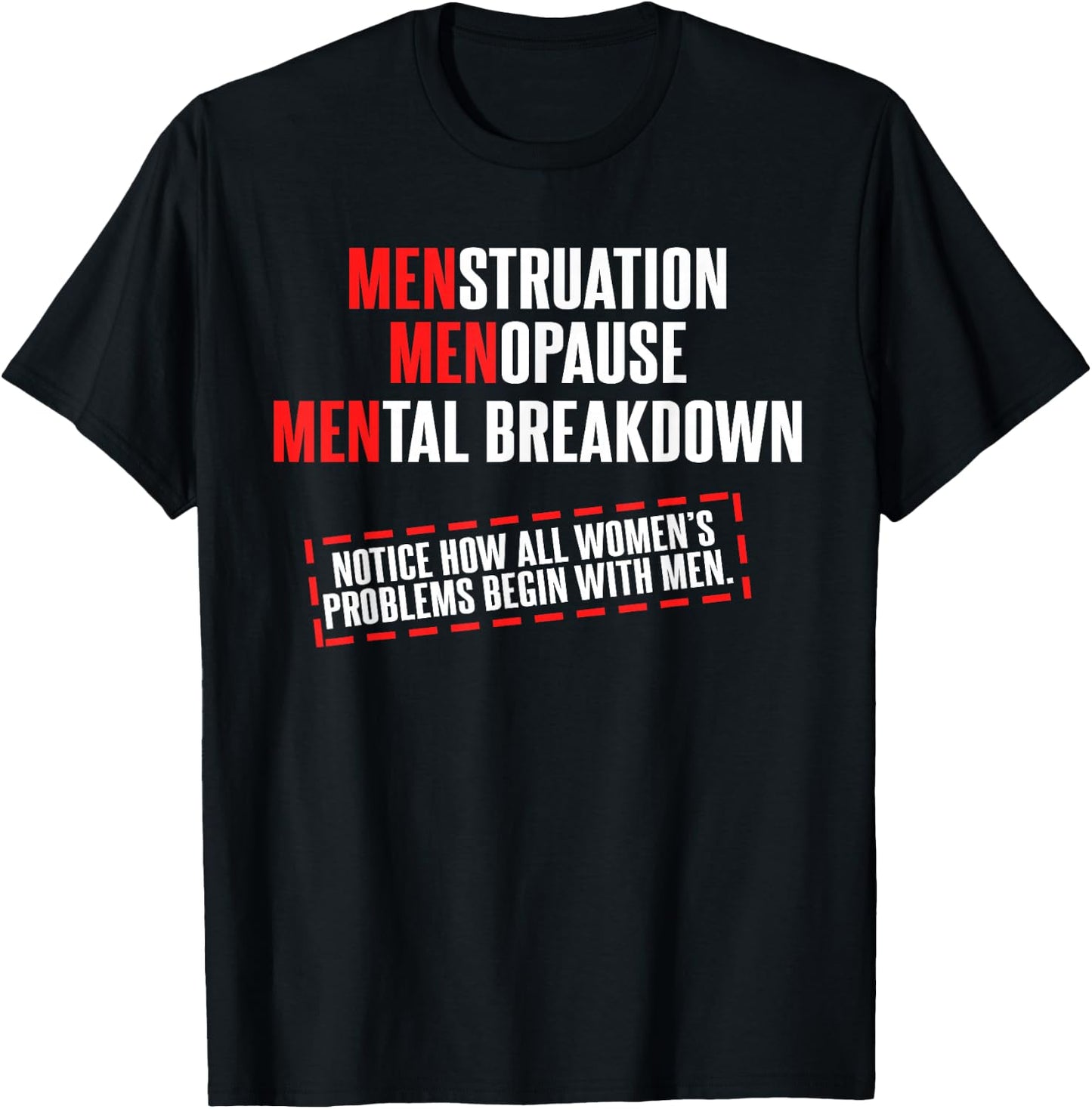 Menstruation Menopause Mental Breakdown Funny Men Problems T-Shirt - T-Shirt | Black