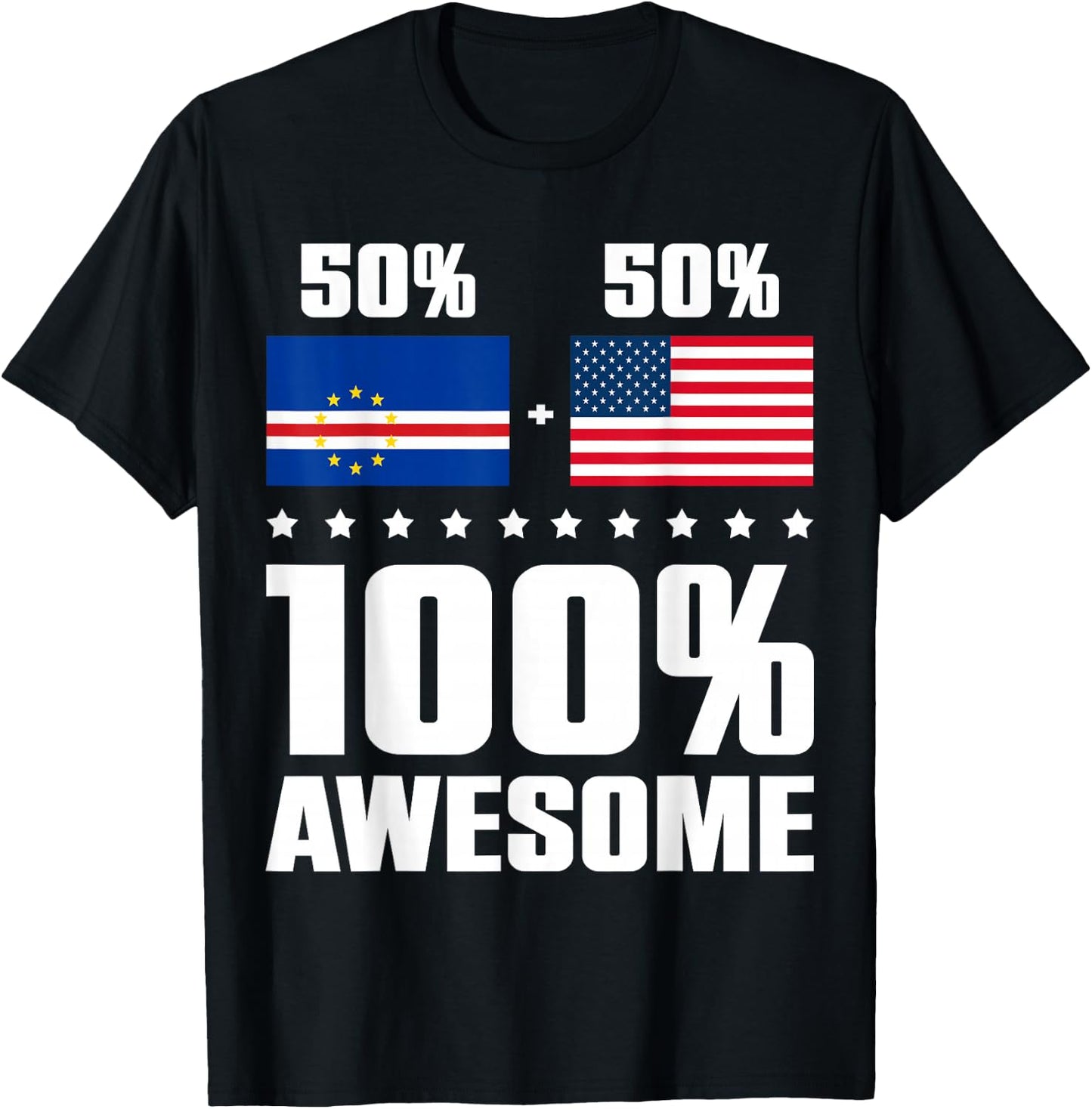 Half Cape Verdean Half American Awesome Cape Verde USA Flag T-Shirt - T-Shirt | Black