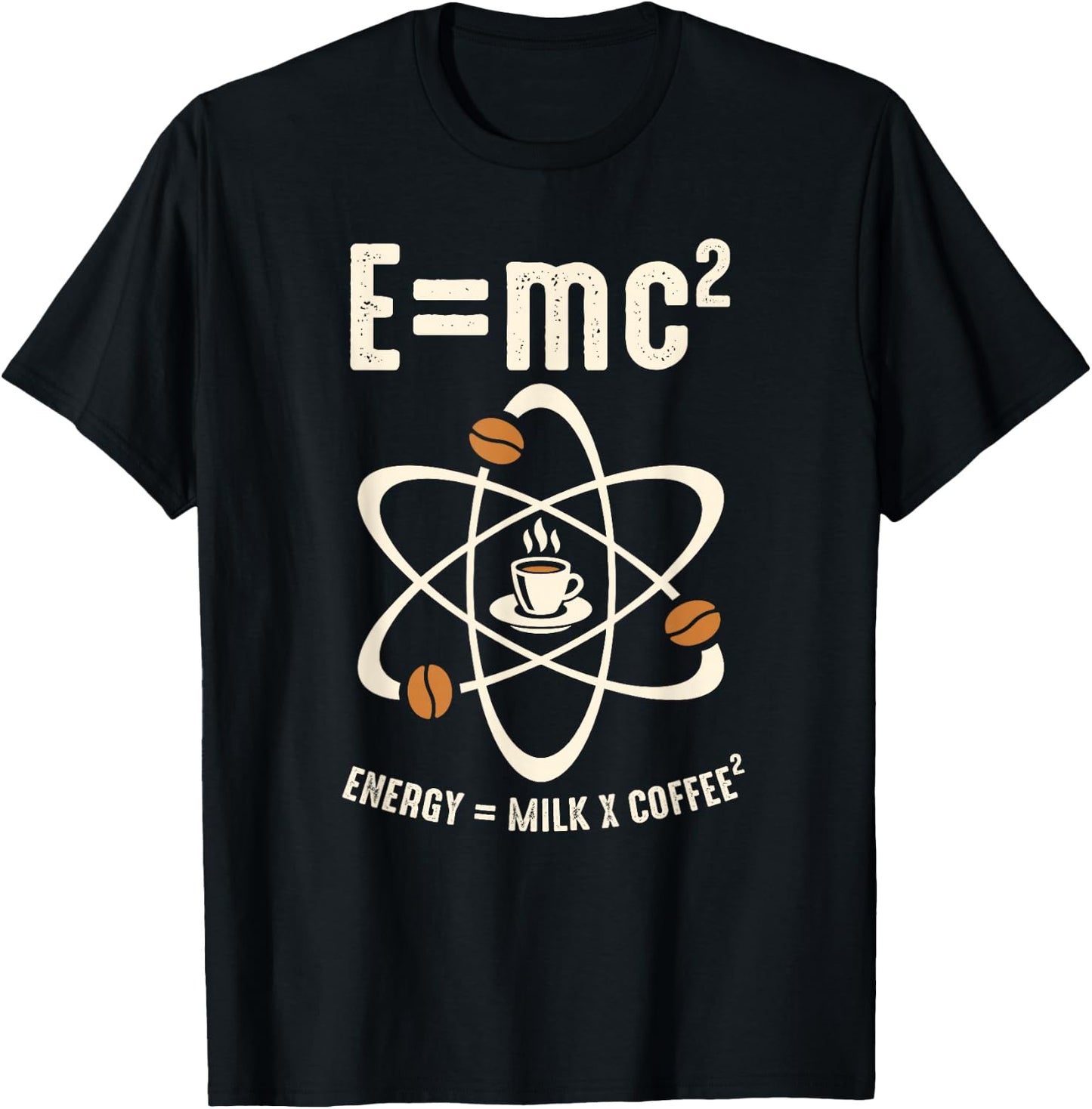E=MC2 Funny Science Barista Coffee Energy Milk Coffee Gift T-Shirt - T-Shirt | Black