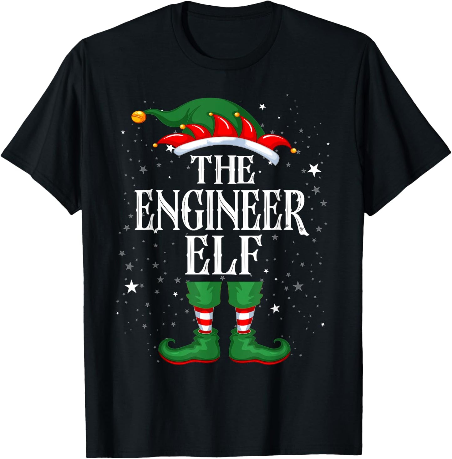 Christmas Elf Matching Family Group Funny The engineer Elf T-Shirt - T-Shirt | Black