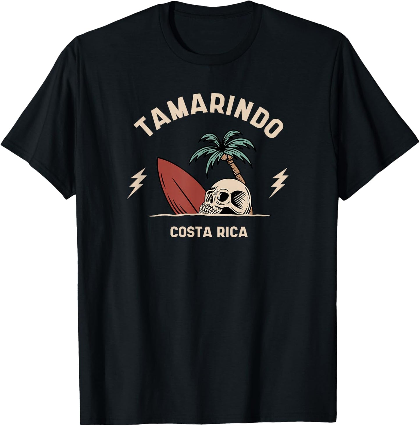 Tamarindo Costa Rica Vintage Surfing Skeleton Skull T-Shirt - T-Shirt | Black