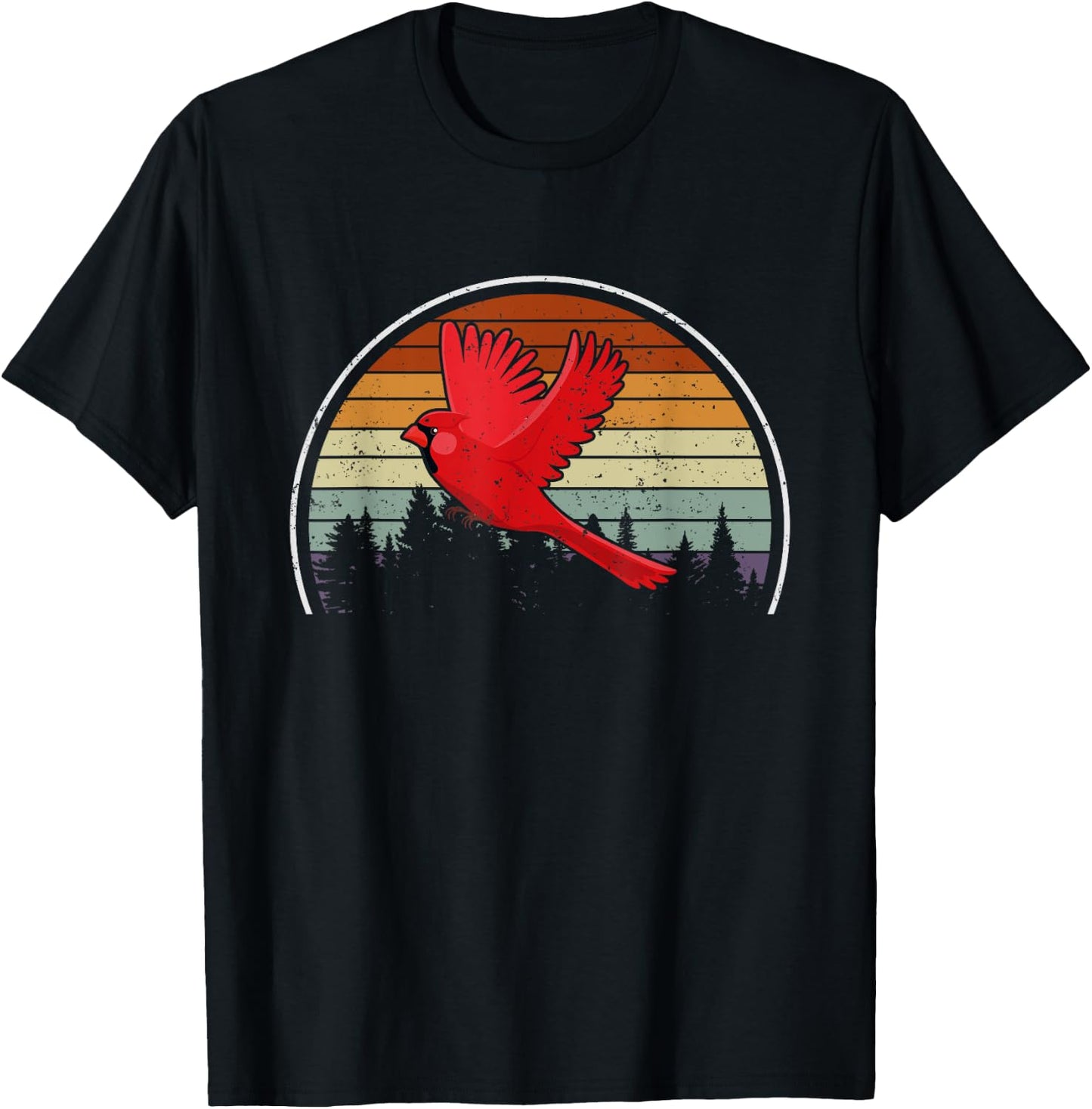 Birdwatcher Bird Lover Nature Bird Retro Red Cardinal T-Shirt - T-Shirt | Black
