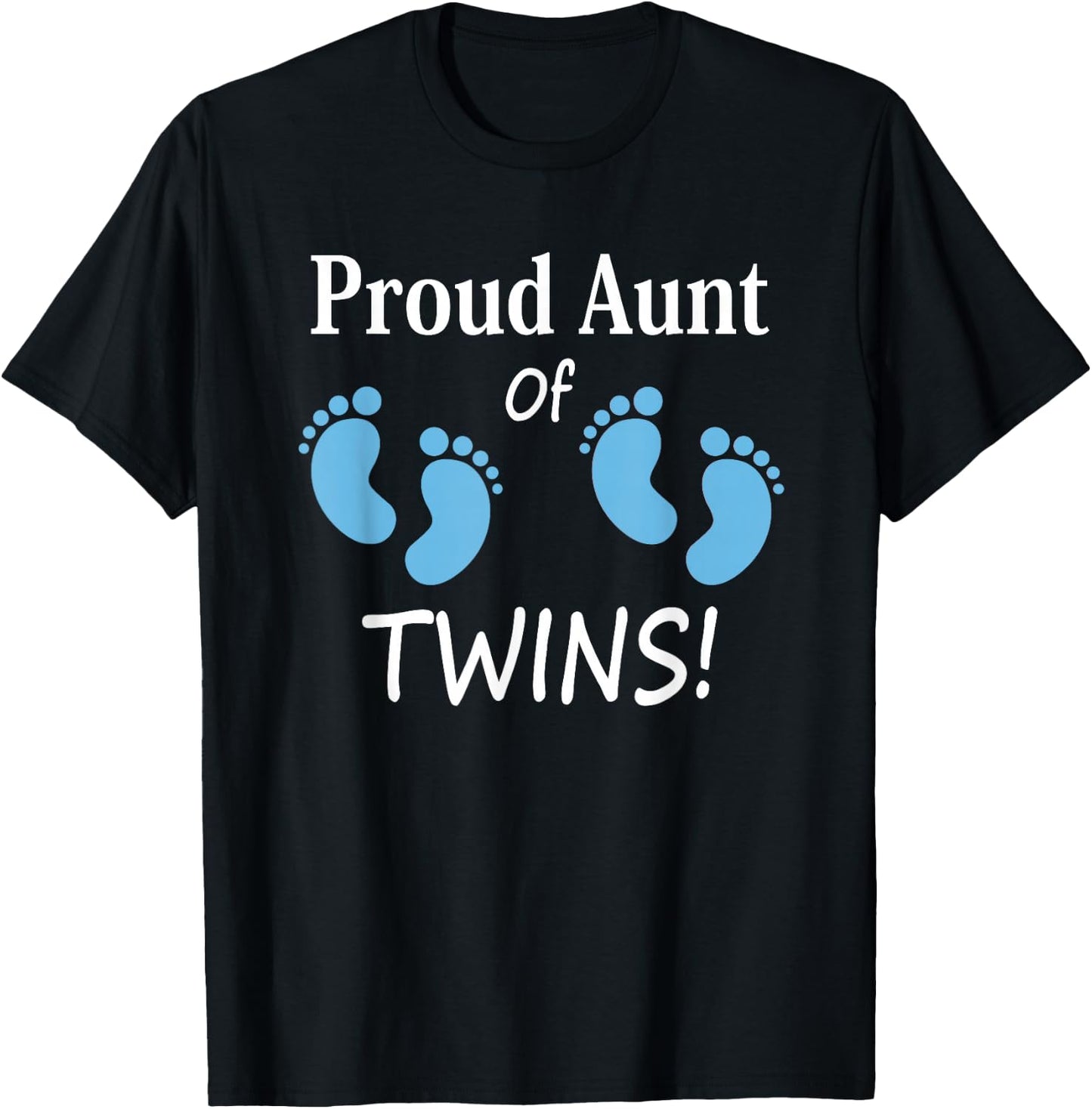 Proud Aunt of Twin Boys Footprint Design Special Auntie T-Shirt - T-Shirt | Black