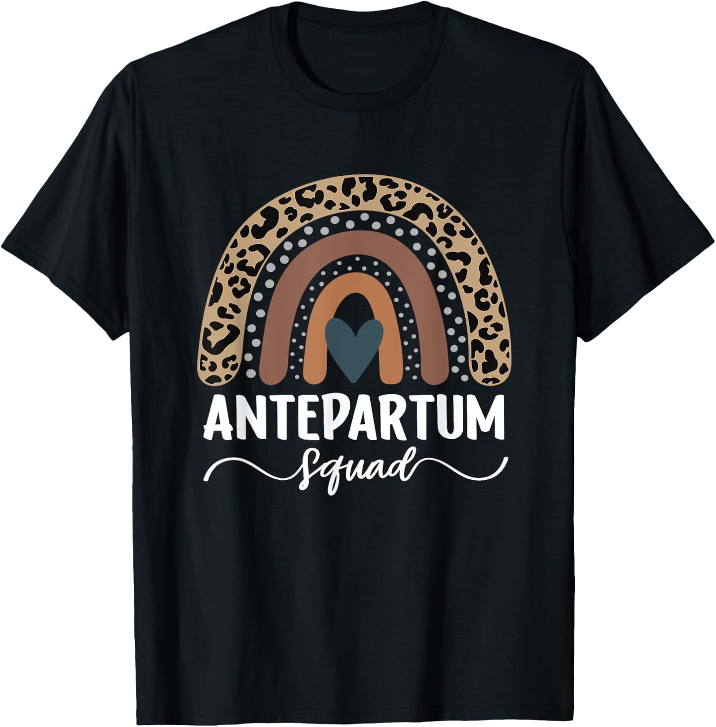 Antepartum Squad, Leopard Rainbow Antepartum Nurse T-Shirt - T-Shirt | Black