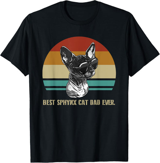 Best Sphynx Cat Dad Ever Retro Feline Animal Lover Gift Men T-Shirt - T-Shirt | Black