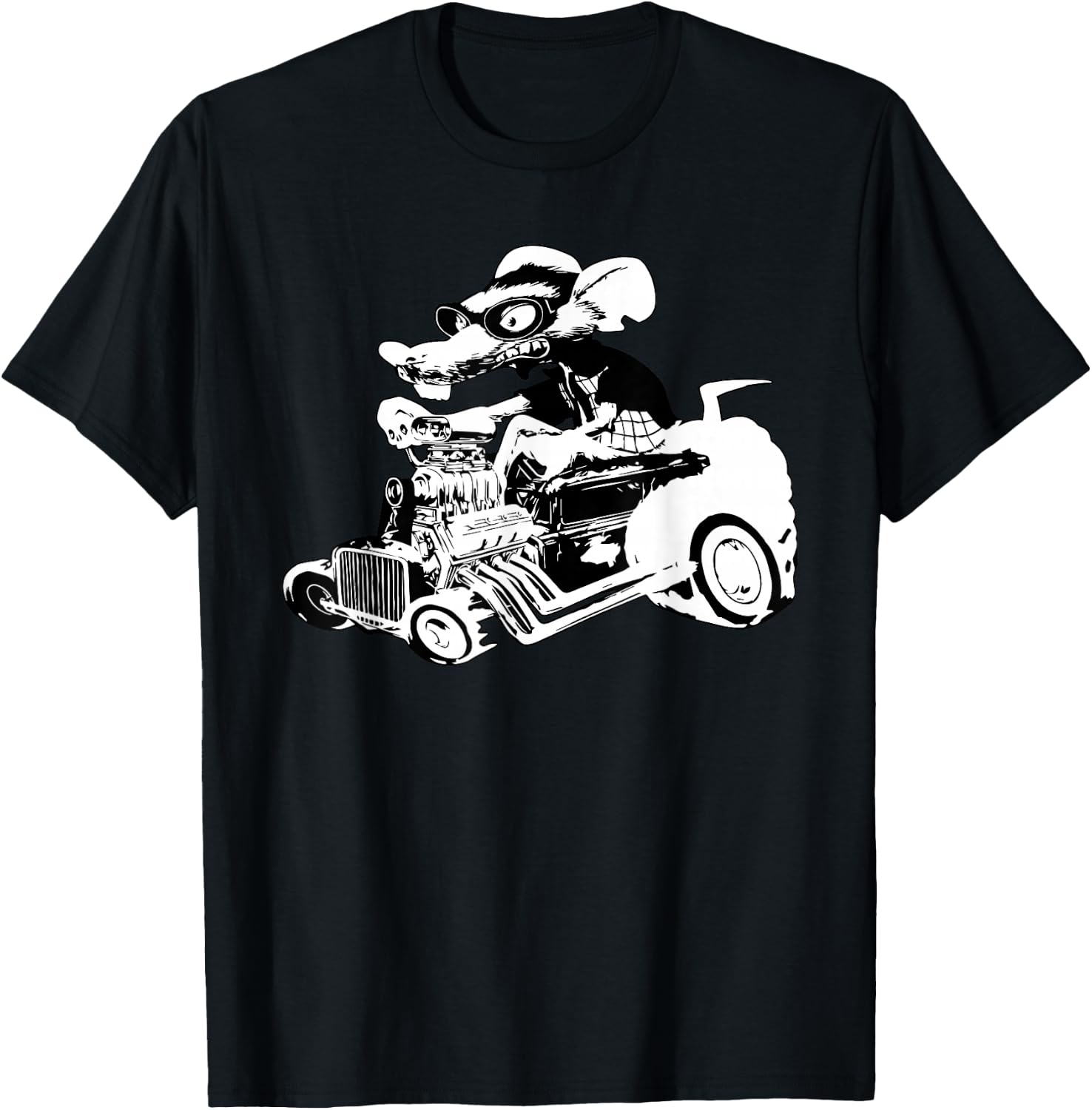 Rat Rod Shirt Rat on top of Hot Rod Gift T-Shirt - T-Shirt | Black