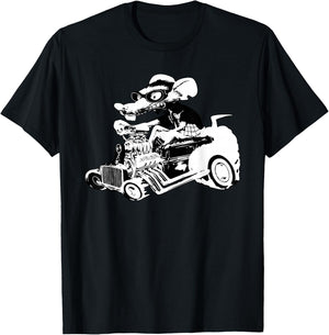 Rat Rod Shirt Rat on top of Hot Rod Gift T-Shirt - T-Shirt | Black