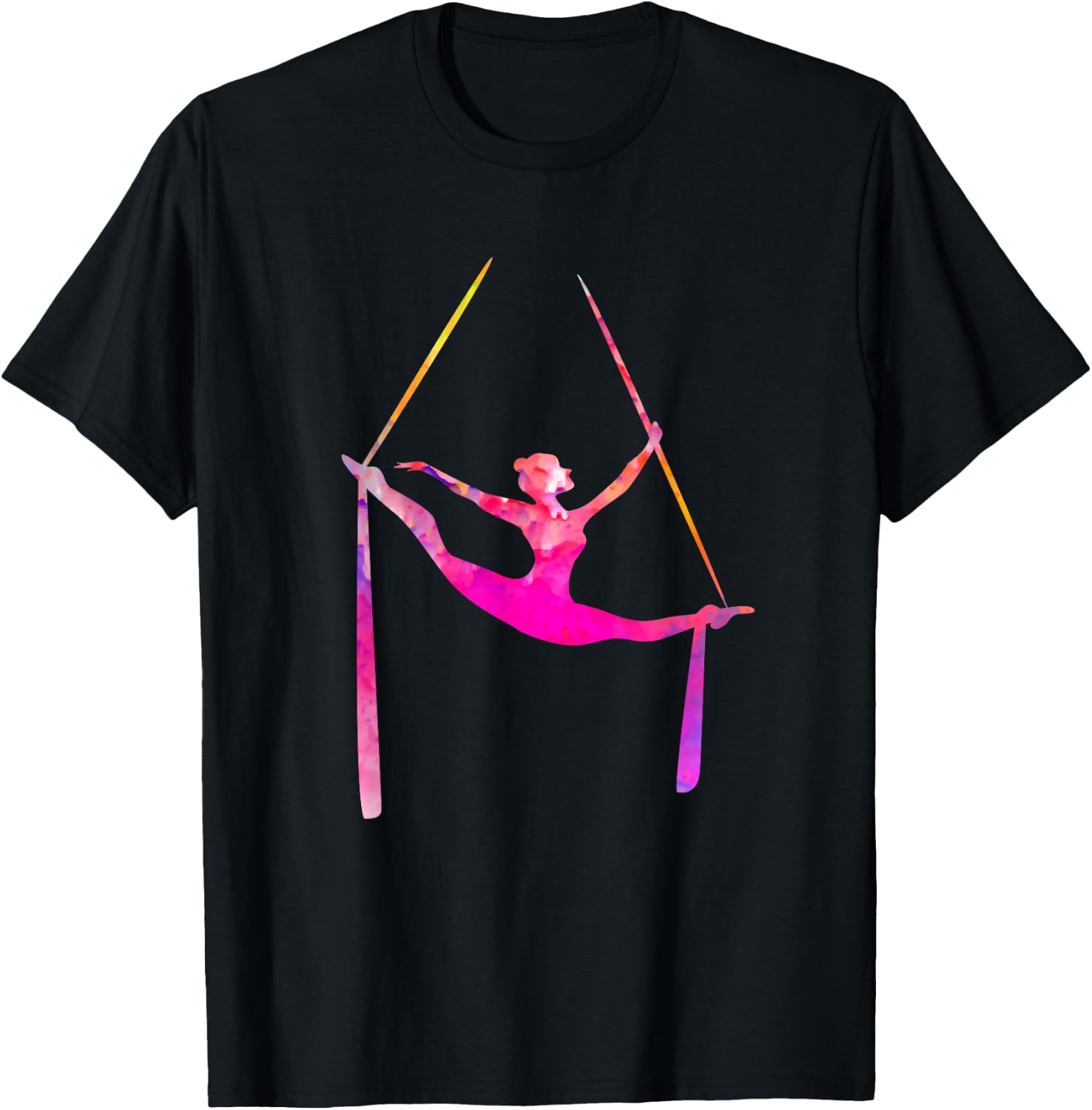 Aerial Silk Dancer Air Yoga Silhouette Aerialist T-Shirt - T-Shirt | Black
