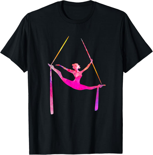 Aerial Silk Dancer Air Yoga Silhouette Aerialist T-Shirt - T-Shirt | Black